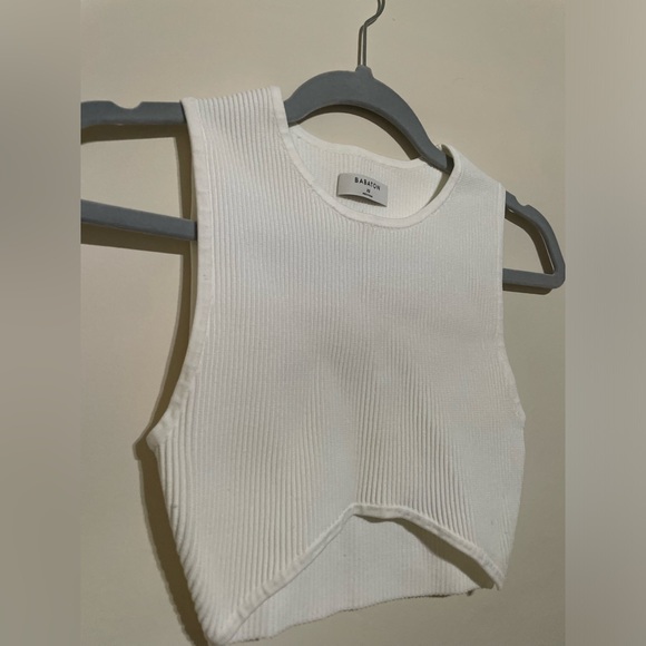 Babaton White Ribbed Sleeveless Top - Picture 3 of 4